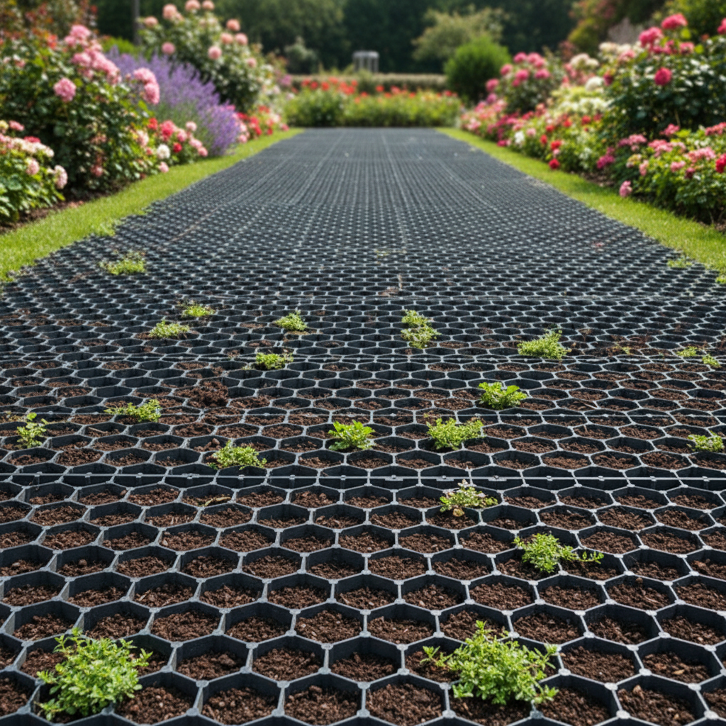  HDPE Plastic Heavy Duty Grass Grid for Driveways Parking Areas Emergency Access Golf Cart Earthwork Drainage