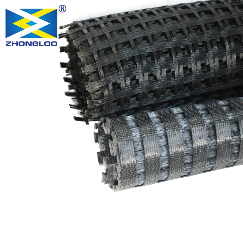 Fiberglass Biaxial Geogrid 200kN Coated Bitumen Used in Road Basement