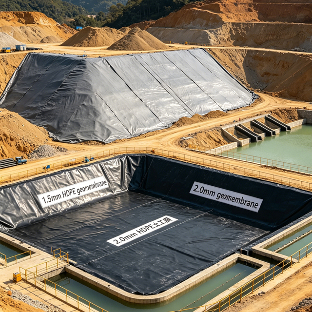 1mm 1.5mm 2mm HDPE Geomembrane Liner for Copper Mine Heap Pads/Gold Mining Heap Leaching