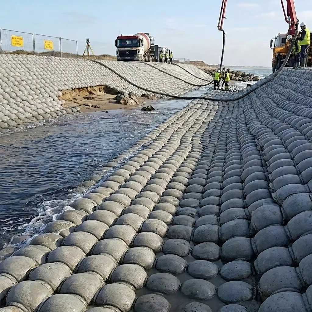Fabric Formed Concrete Linings Geotextile Mattress for River Bank Dam Erosion Control Applications