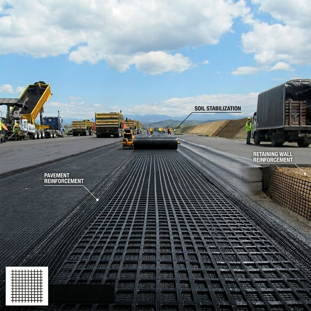 Fiberglass Geogrid for Road Reinforcement And Soft Soil Reinforcement Retaining Wall