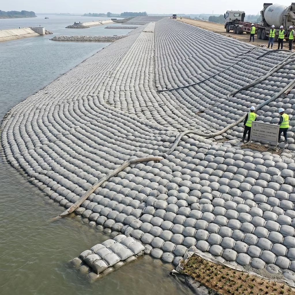 Fabric Formed Concrete Linings Geotextile Mattress for River Bank Dam Erosion Control Applications